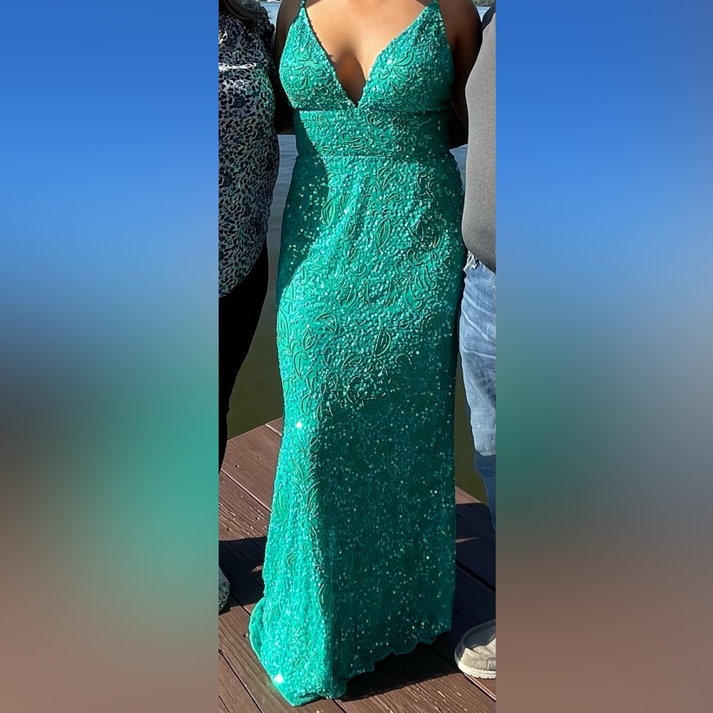 Stunning Jade Green Prom Gown by Ashley Lauren (16 fits like an 8/10)